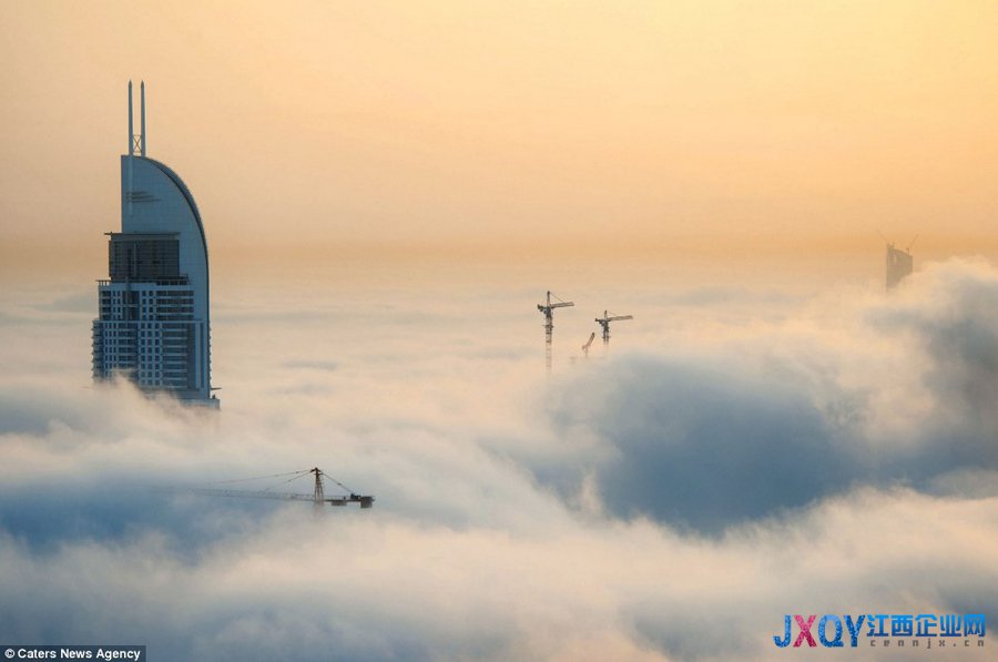 霧中迪拜宛若仙境 公主塔云霧中“隱身”